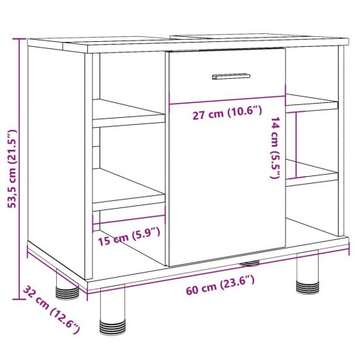 Badeværelsesskab 60×32×53,5 cm i konstrueret træ - betongrå