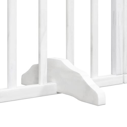 Hundelåge med dør 4 paneler 320 cm foldbar poppeltræ hvid