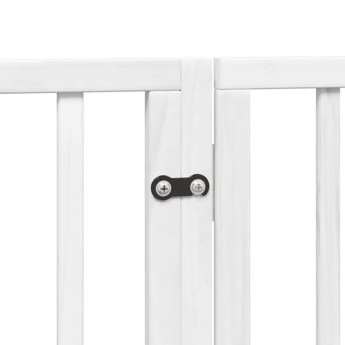 Hundelåge med dør 4 paneler 320 cm foldbar poppeltræ hvid