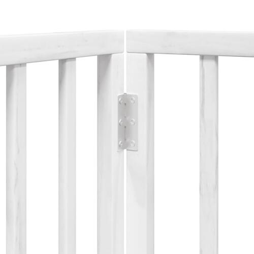 Hundelåge med dør 4 paneler 320 cm foldbar poppeltræ hvid