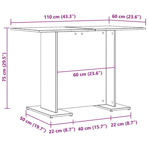 Spisebord 110×60×75 cm i konstrueret træ - kunsteg