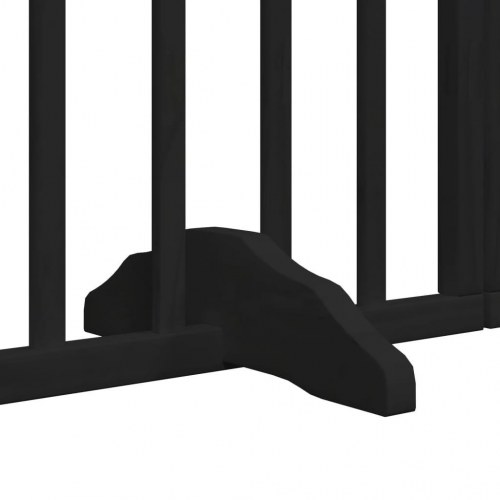 Foldbar hundelåge med dør - 6 paneler, 300 cm, poppeltræ, sort