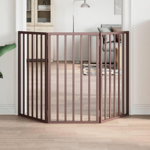 Hundelåge med 3 paneler - 150 cm foldbar i poppeltræ, brun