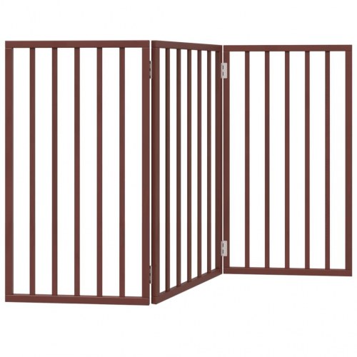 Hundelåge med 3 paneler - 150 cm foldbar i poppeltræ, brun
