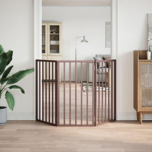 Hundelåge med 3 paneler - 150 cm foldbar i poppeltræ, brun