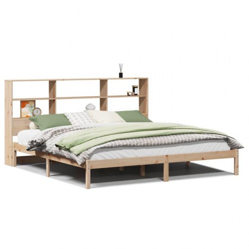 Seng med reol uden madras 180x200 cm massivt fyrretræ