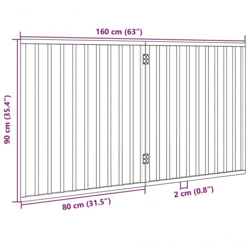 Foldbart hundegitter med 2 paneler - hvid poppeltræ, 160 cm