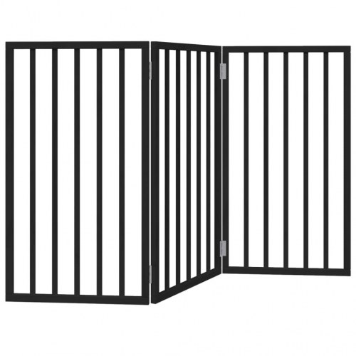 Hundelåge med 3 paneler - foldbar poppeltræ, 150 cm, sort
