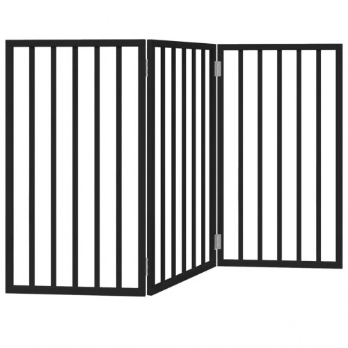 Hundelåge med 3 paneler - foldbar poppeltræ, 150 cm, sort