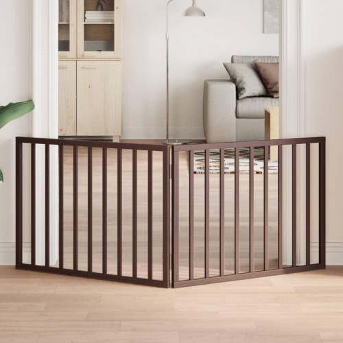 Hundelåge med 2 paneler - 160 cm foldbar i poppeltræ, brun