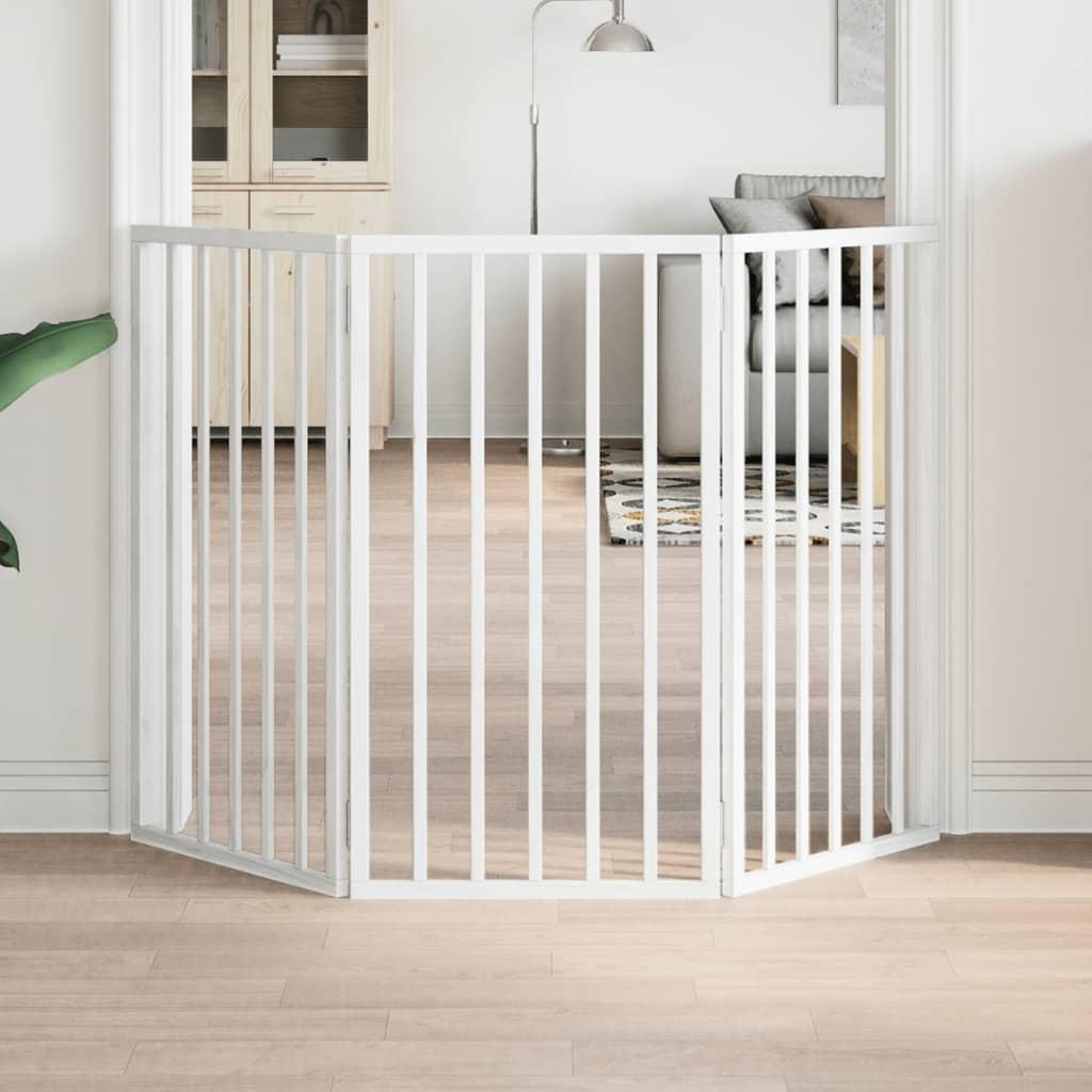 Hundegitter foldbart 3 paneler hvid 150 cm poppeltræ