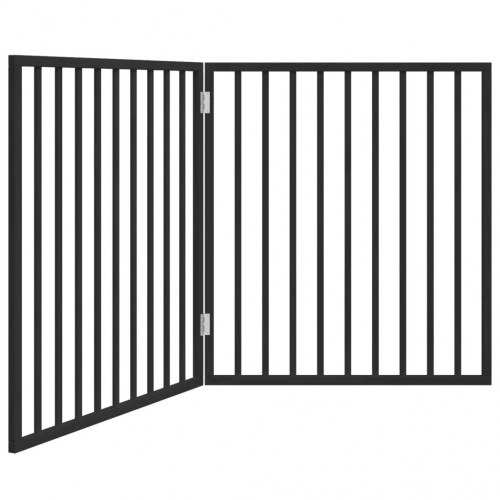 Foldbart hundegitter i poppeltræ - 2 paneler, sort, 160 cm
