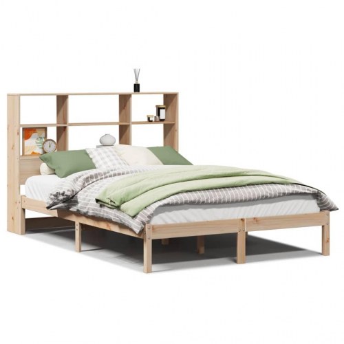 Seng med reol uden madras 135x190 cm massivt fyrretræ