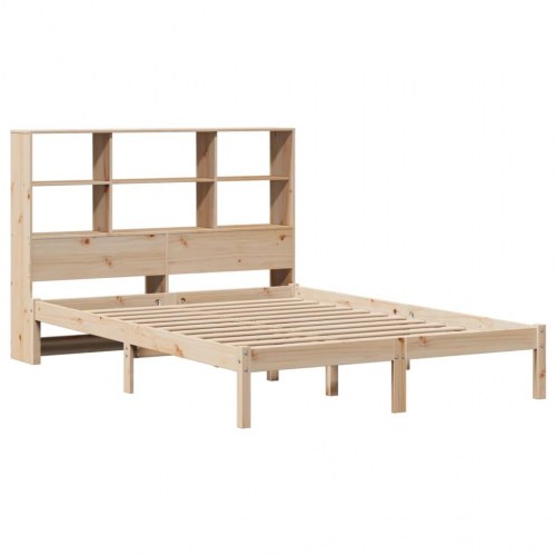 Seng med reol uden madras 135x190 cm massivt fyrretræ