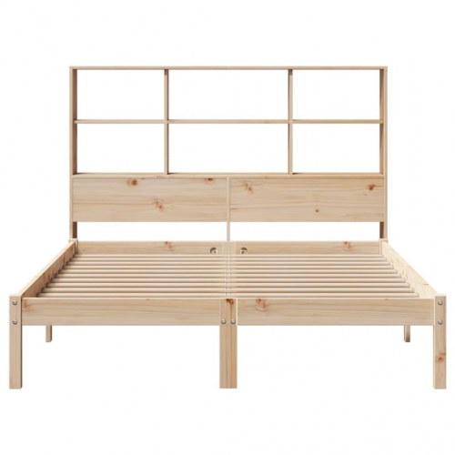 Seng med reol uden madras 135x190 cm massivt fyrretræ