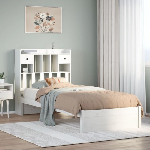 Sengeramme med reolgavl uden madras 75 x 190 cm - hvid