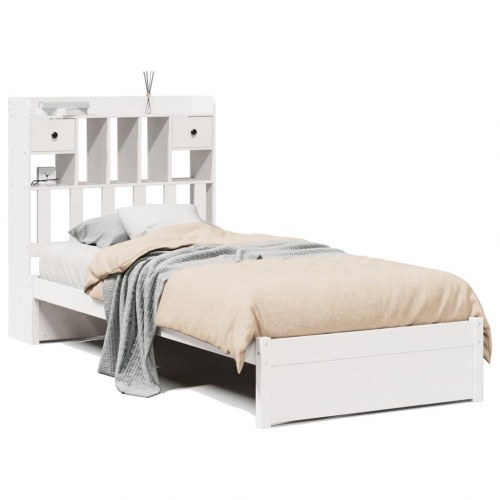 Sengeramme med reolgavl uden madras 75 x 190 cm - hvid