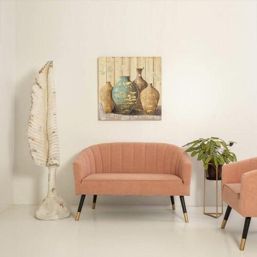 Urtepotte Alexandra House Living Sort Gylden Metal 23 x 60 x 23 cm Med støtte