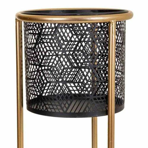 Urtepotte Alexandra House Living Sort Gylden Metal 23 x 60 x 23 cm Med støtte