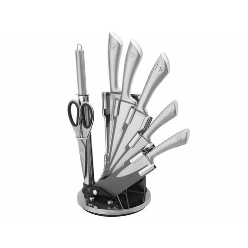Sæt med køkkenknive og holder Royalty Line Sølvfarvet Rustfrit stål 15 x 15 x 35 cm