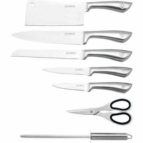 Sæt med køkkenknive og holder Royalty Line Sølvfarvet Rustfrit stål 15 x 15 x 35 cm
