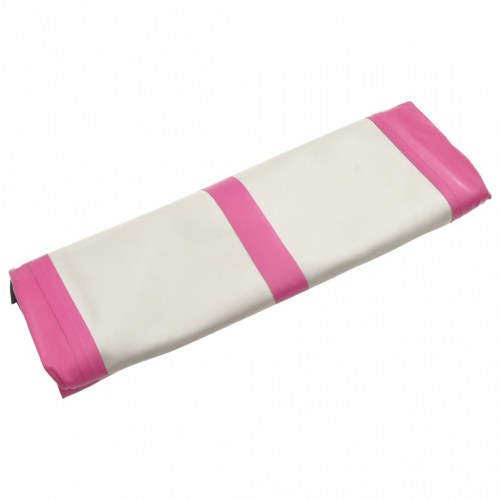 Oppustelig gymnastikmåtte med pumpe 700 x 100 x 20 cm - lyserød/grå