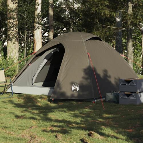 3-personers campingtelt vandafvisende kuppel brun