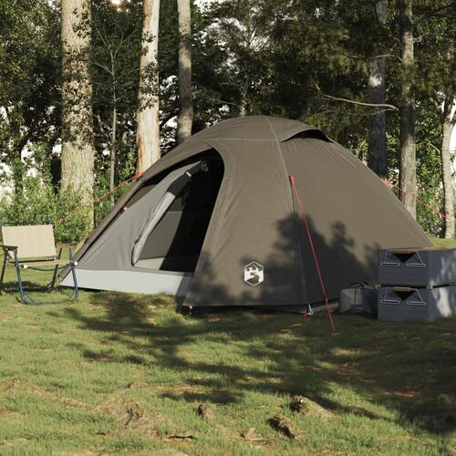 3-personers campingtelt vandafvisende kuppel brun
