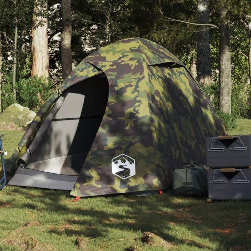 2-personers kuppeltelt - vandafvisende campingtelt i camouflage