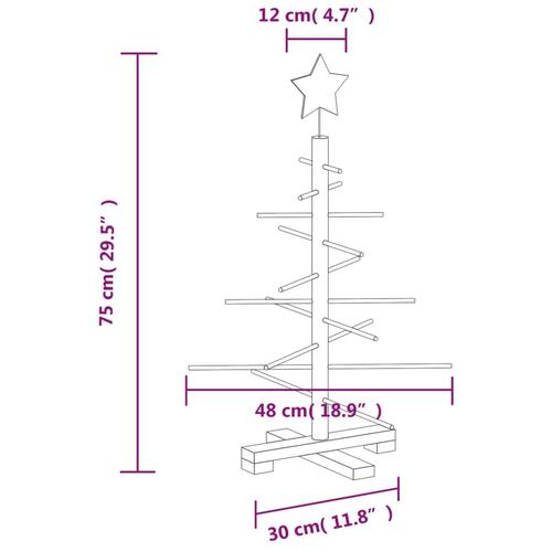 Dekorativt juletræ 75 cm massivt fyrretræ