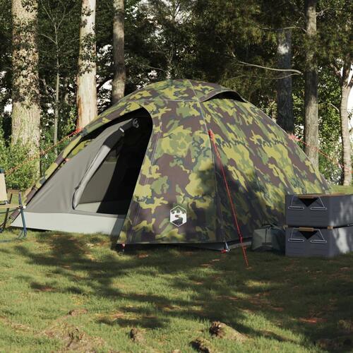 4-personers campingtelt vandafvisende kuppel camouflage