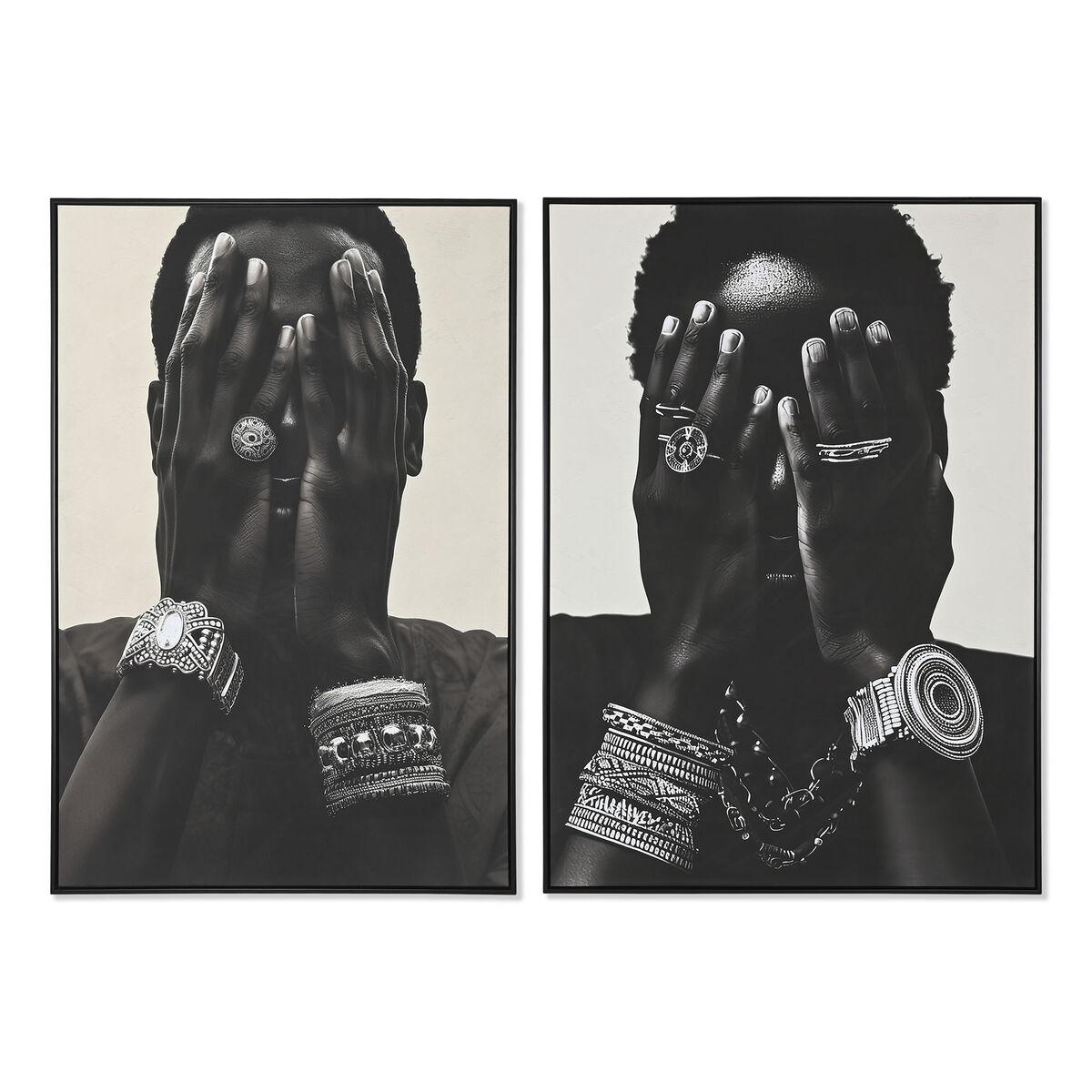 Vægkunst på lærred - kolonistil, sort/beige, 103 × 143 cm