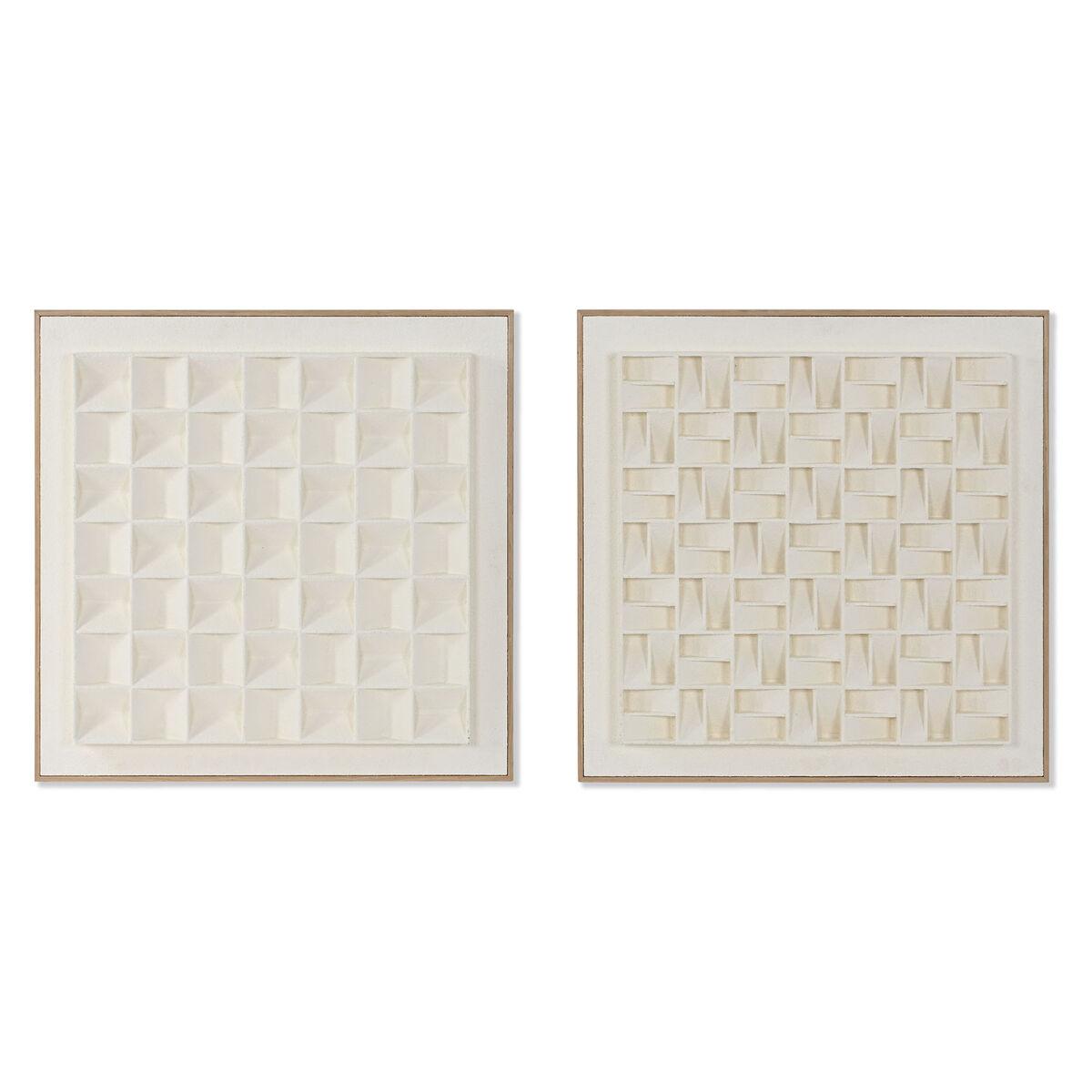 Maleri 3D i gips og træ/MDF - 60 × 60 cm, beige