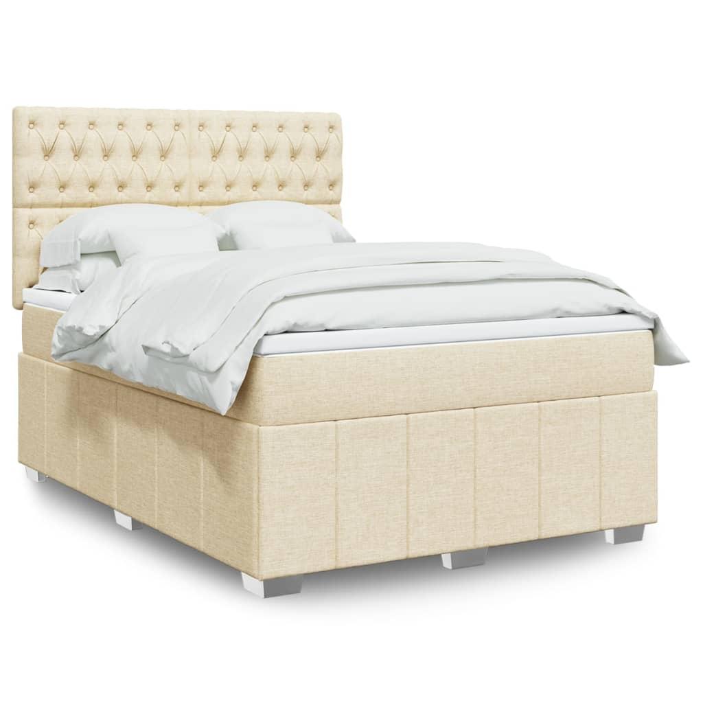 Kontinentalseng Med Madras Stof Farvet Creme - Med pynteknapper / 160 x 200 cm