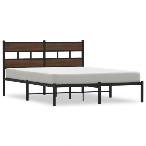 Sengeramme med sengegavl 140 x 190 cm uden madras - brunt egetræ