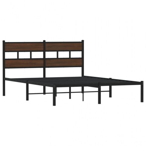 Sengeramme med sengegavl 140 x 190 cm uden madras - brunt egetræ