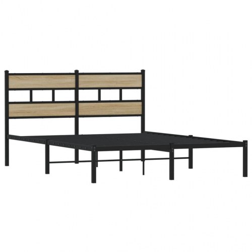 Sengeramme 160 x 200 cm i metal og sonoma-eg - uden madras