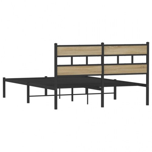 Sengeramme 160 x 200 cm i metal og sonoma-eg - uden madras