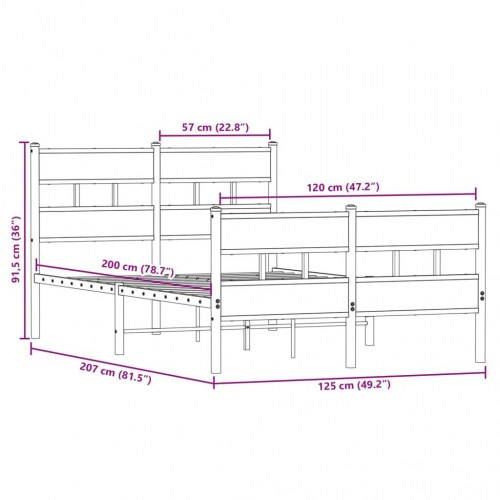 Sengeramme uden madras 120 x 200 cm - sort/sonoma-eg