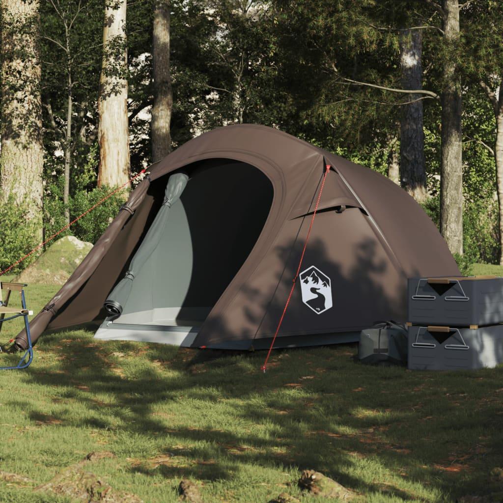 2-personers campingtelt - vandafvisende tunneltelt, brun