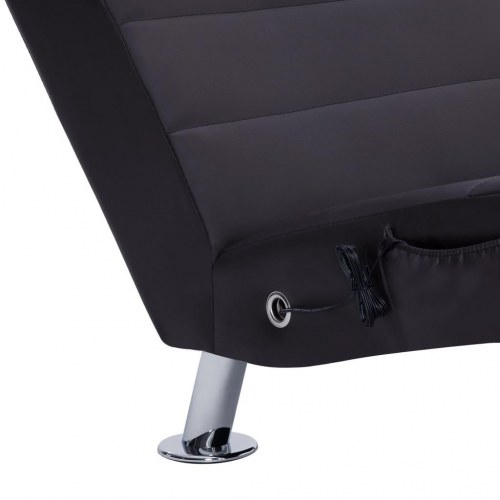 Chaiselong med massagefunktion og pude kunstlæder brun