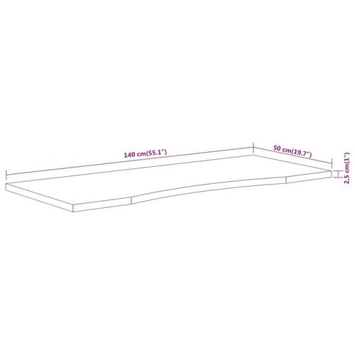 Skrivebordsplade 140x50x2,5 cm rektangulær massivt akacietræ