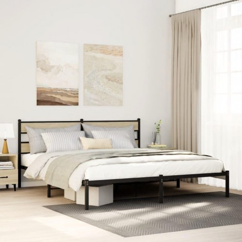 Sengeramme 193 x 203 cm med sengegavl - sort/sonoma-eg