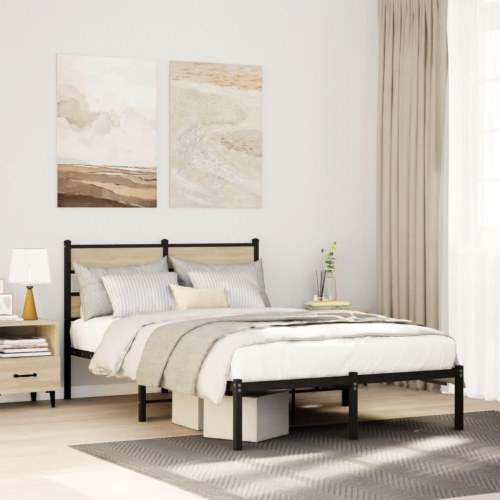 Sengeramme 120 x 190 cm med lamelbund - sort/sonoma-eg