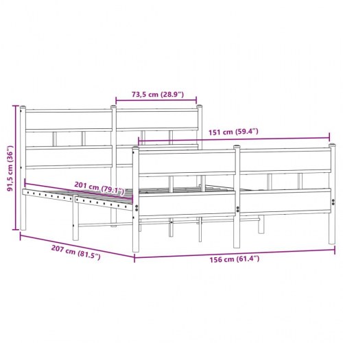 Sengeramme i metal uden madras 150 x 200 cm - sonoma-eg