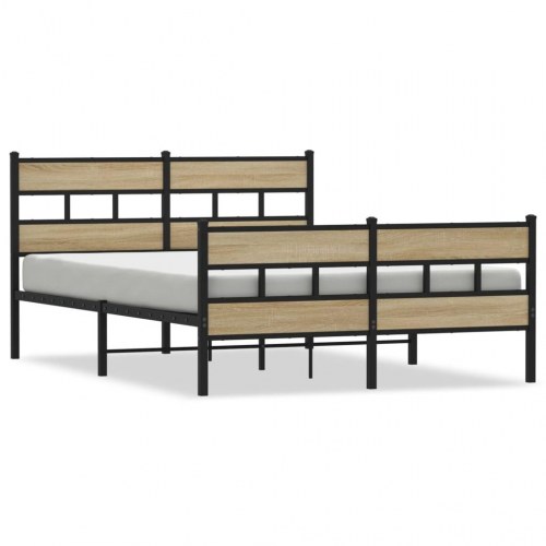 Sengeramme uden madras 140 x 190 cm i metal - sort/sonoma-eg