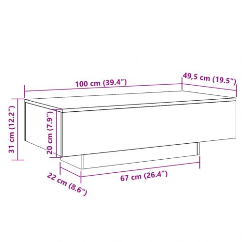 Sofabord i konstrueret træ - 100 × 49,5 × 31 cm, antikt træ