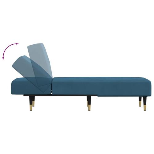 Chaiselong velour blå