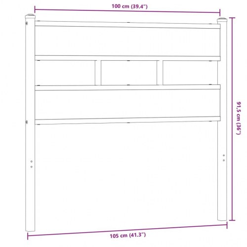 Sengegavl 100 cm jern og konstrueret træ sonoma-eg