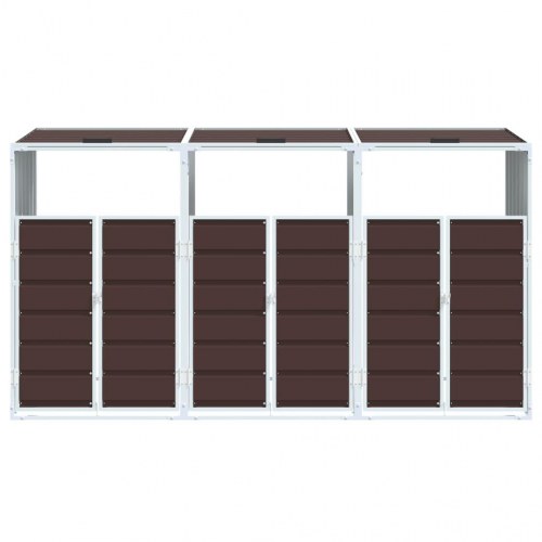 Skraldespandsskjuler 3 rum 216 x 81 x 115 cm - brun